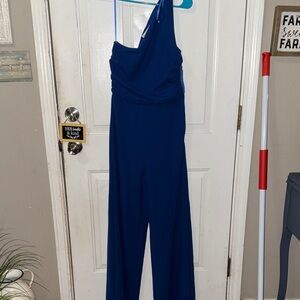 She and Sky Royal Blue One-Shoulder Jumpsuit